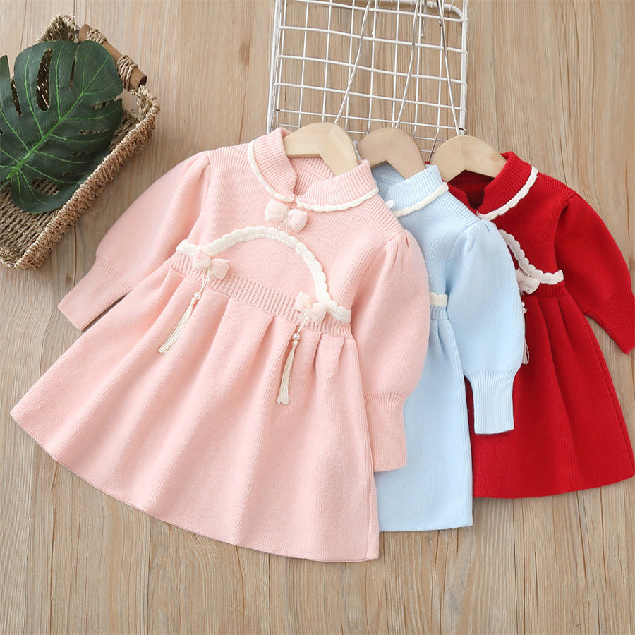 Girls' knit dress - new autumn/winter  collection - hanfu style qipao dress
