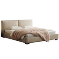 Source factory cream style tofu block genuine leather bed popular french 1.8m double bed master bedroom