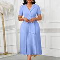 D593  fashion sexy short sleeve v neckfashionelegantelegance pleated plus sizehigh waist african dress