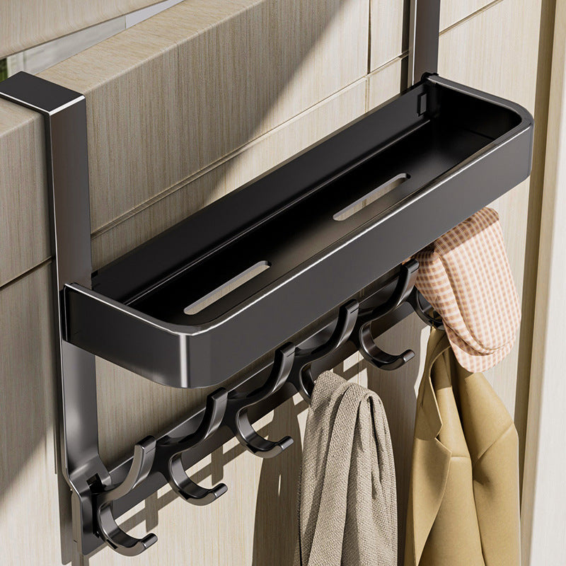Double-layer storage rack behind the door, strong load-bearing, punch-free wall-mounted clothes hanger, door-mounted clothes and hat storage rack
