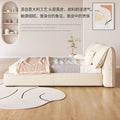 Foshan factory customized elephant ear genuine leather soft-packed bed, italian minimalist cream style master bedroom double bed