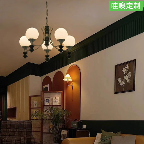 [Wow] French medieval style living room chandelier eye protection magic bean dining room light American retro solid wood master bedroom study