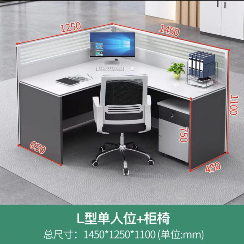 Modern minimalist office desk and chair set - 3-seat office table for office, finance department, and staff workstations