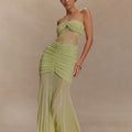 European and american cross-border  summer new sleeveless bandeau maxi dress - sexy, spicy, ruched, cutout, slim-fit women's dress
