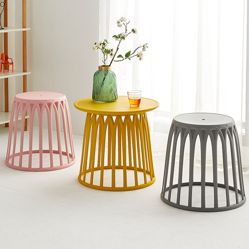Round living room side table cut out set stool plastic small table spare stool small tea table chair modern casual stackable