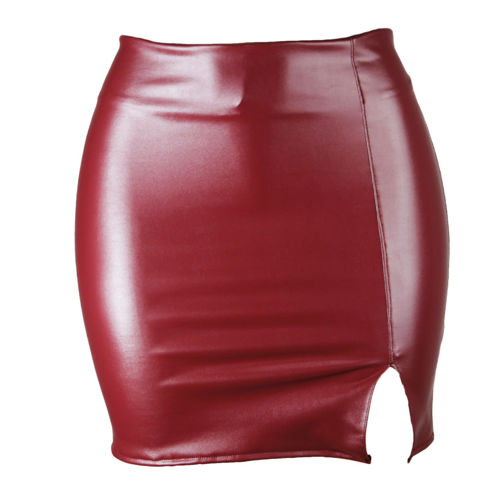 Aliexpress  european and american women's skirt cross-border high waist hip cover short skirt nightclub pu leather zipper sexy black leather skirt