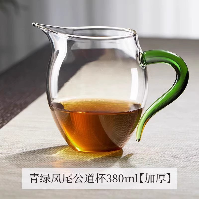 Glass fair cup with handle and filter fair cup glass thickened heat-resistant kung fu tea set tea drain set tea set