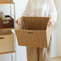 Grid cabinet storage box japanese style storage box living room imitation rattan storage woven toy book storage box foldable