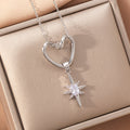 [copper inlaid with zirconium] fashion popular heart-shaped titanium steel necklace, high-end light luxury diamond-encrusted ins fashion clavicle chain jewelry