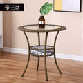 Minimalist balcony leisure storage small round table mini rattan woven tempered glass coffee table round small coffee table set