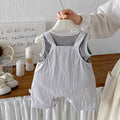 Summer new baby stylish overalls boys' summer outfit two-piece set kids' summer striped tank top clothes