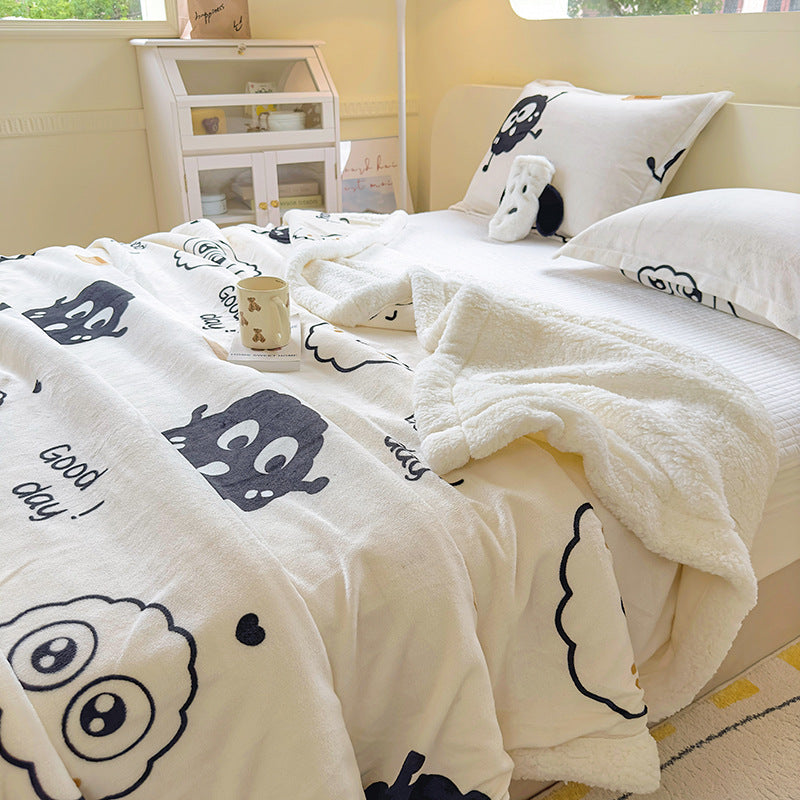 Winter Flannel Blanket Thickened Warm Lamb Fleece Blanket Office Nap Coral Fleece Blanket Milk Fleece Blanket