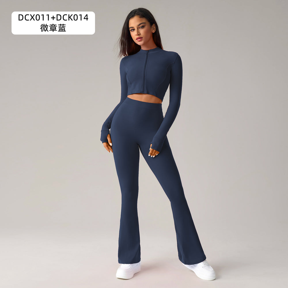 fashion tight butt lifting fitness yoga pants zipper long sleevesjacket push-up sports bra yoga suit