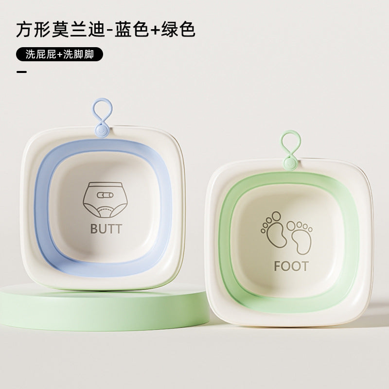 Wholesale newborn baby folding wash basin - square kids foot & bottom washing plastic basin - dormitory & home use small washbasin