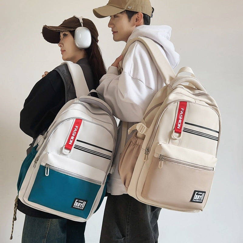 School bag, new, junior high school students, high school students, large-capacity burden reduction, lightweight backpack, simple texture backpack