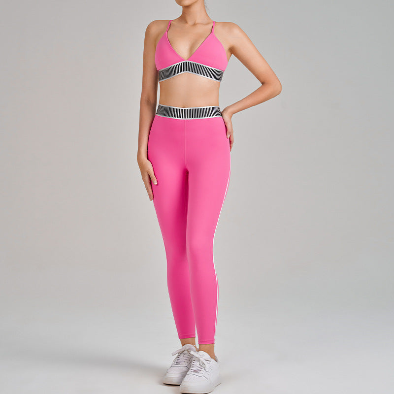 high waist hip lift and tummy control sling beautiful back running fitness sports intimates bra pants yoga suit for women