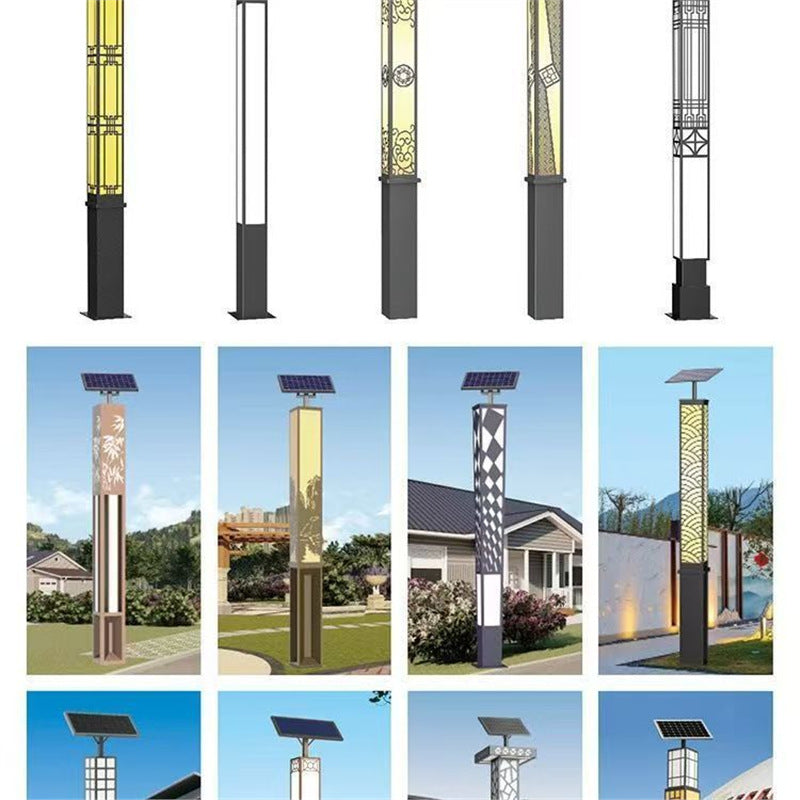 Solar powered garden lights, street lights, landscape lighting, villa & park outdoor waterproof square antique lamp posts, pillar style