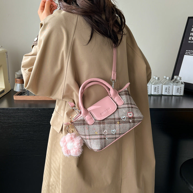 Cross-border foreign style red plaid New Year's bag women's 2025 new fashion portable messenger bag versatile casual small bag