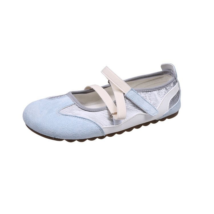 Exportretro mary jane flats women's spring and summer new arrival hidden heel german training shoes soft bottom velcro ballet casual shoes