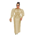 fashion knitting heavy industry hot diamond beading puff sleeves long sleevesilm pencil skirt dress long skirt african women