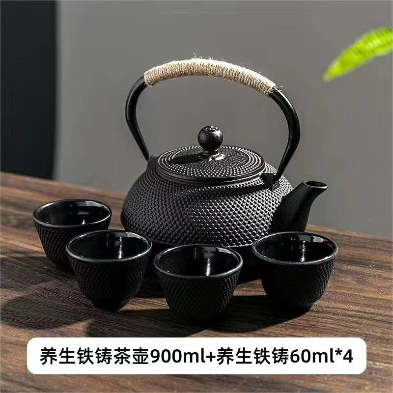 Iron kettle small ding cast iron teapot wholesale stove tea pot retro japanese style water kettle tea set suit wholesale