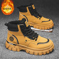 Men's winter fleece-lined thickened martin boots - trendy, versatile work boots, slip-resistant, wear-resistant, thick-soled, waterproof men's boots