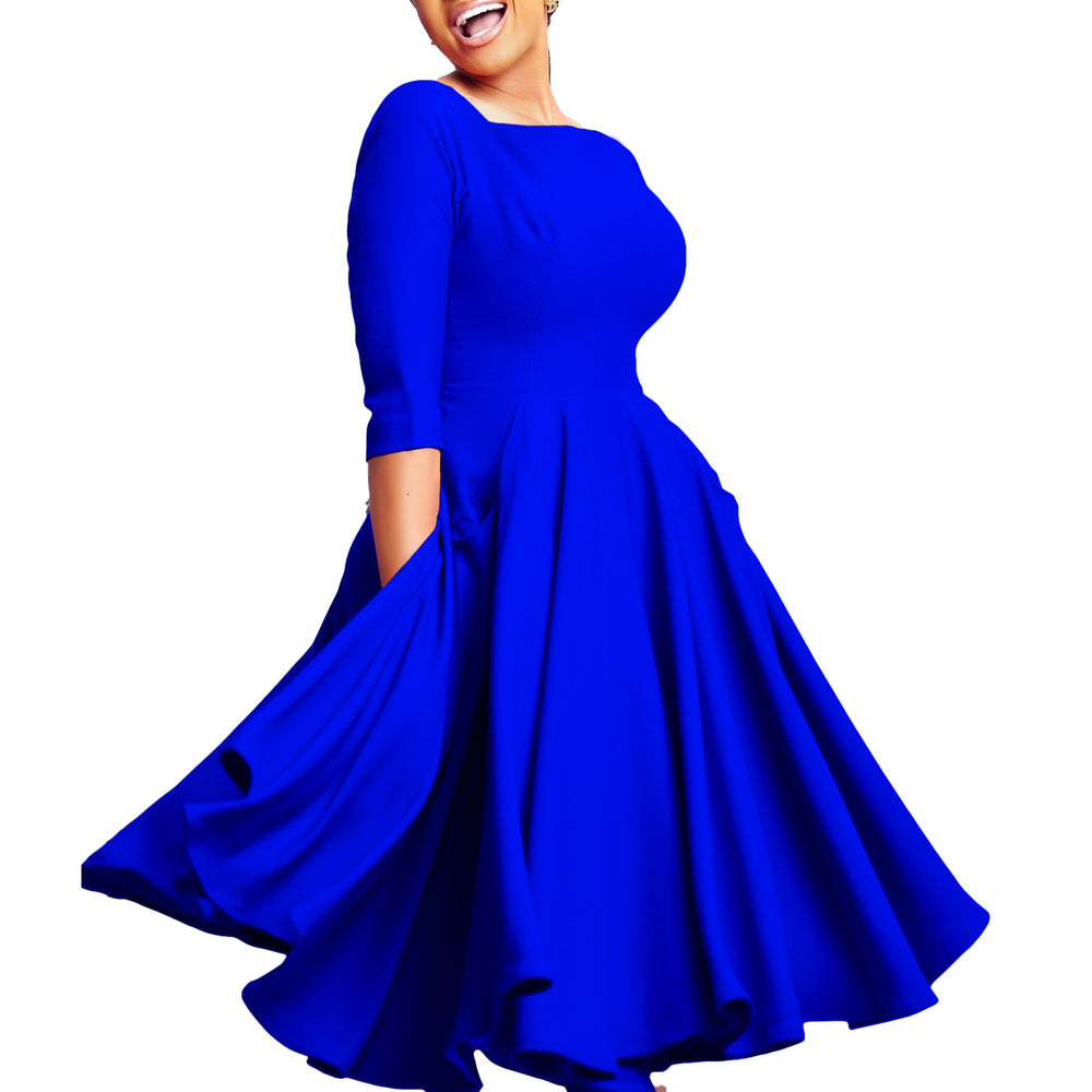 D456  cross-border women's autumn/winter new fashion elegant pocket large skirt evening dress african dress