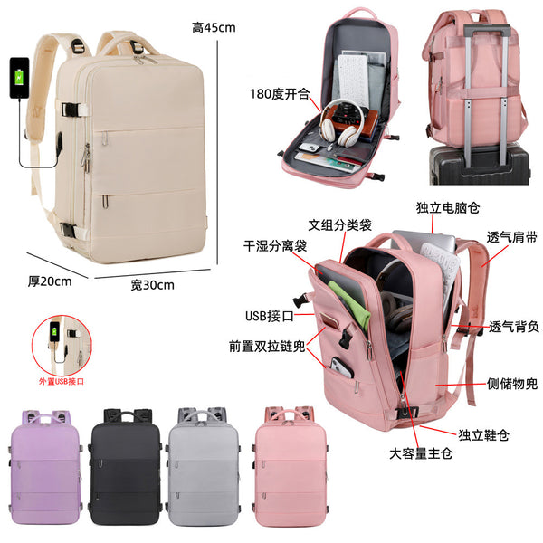 Multifunctional backpack Large capacity men's and women's business commuting leisure backpack Short trip bag Large laptop bag