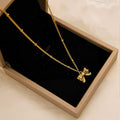 Fresh and sweet "runaway princess" bowknot 18k gold-plated titanium steel necklace - women's luxury design clavicle chain wholesale