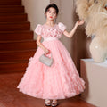 Girls' formal dresses mesh flower girl wedding dresses evening gowns piano recital little girl runway  new cross-border ready stock