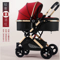 【luxury edition】burgundy + carbon steel tube rubber wheels + one-hand folding