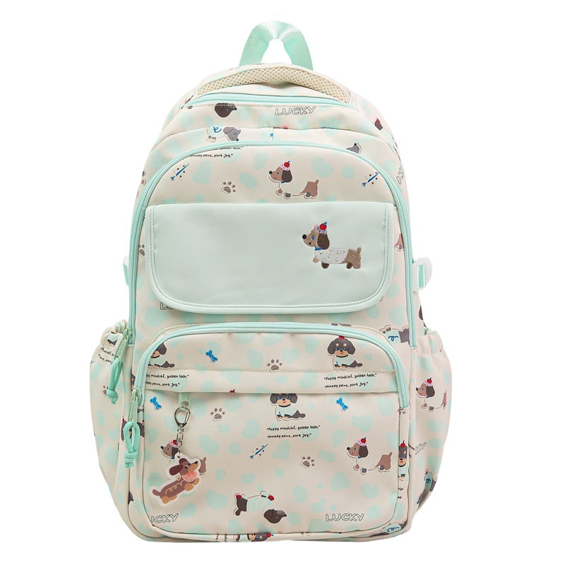 New girl student high-value schoolbag junior high school backpack primary school student printed high school student large-capacity backpack