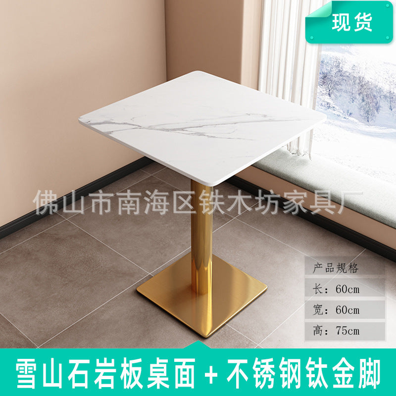 Customized commercial slate dining table simple table bar milk tea fast food restaurant canteen rectangular table apartment negotiation table and chairs