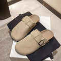 Birkenstock boots women's 2025 new spring closed-toe half-slipper outdoor thick sole slip-on flat lazy sandals