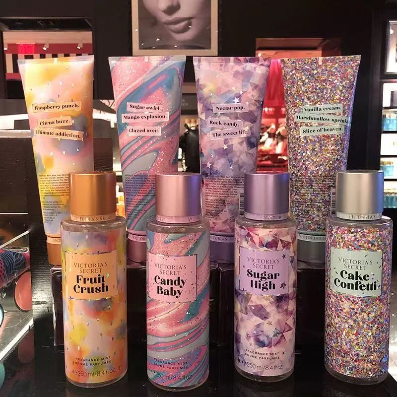 Victoria's secret long-lasting fragrance moisturizing body mist, fresh scent, 236ml + 250ml skincare set