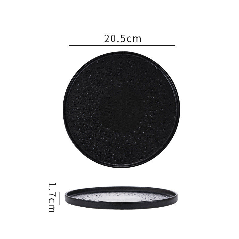 Scandinaviancasual style high-looking black and white ceramic tableware baking dish popular hotel restaurant high-end display flat plate