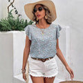 european and american women's clothing  summer round neck chiffon blouse - women's fashion trendy floral short sleeve top