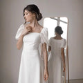 fall/winter new arrival: white bubble sleeve dress - ethereal & chic, european & american style, high-end fashion