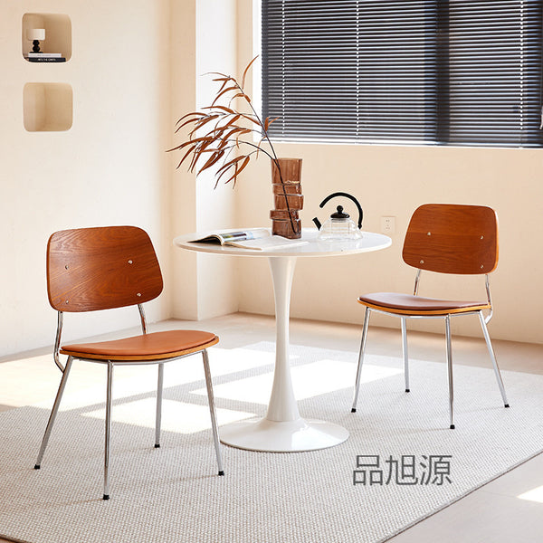 Nordic retro dining chair medieval designer casual solid wood backrest to negotiate coffee chair makeup stool simple light luxury
