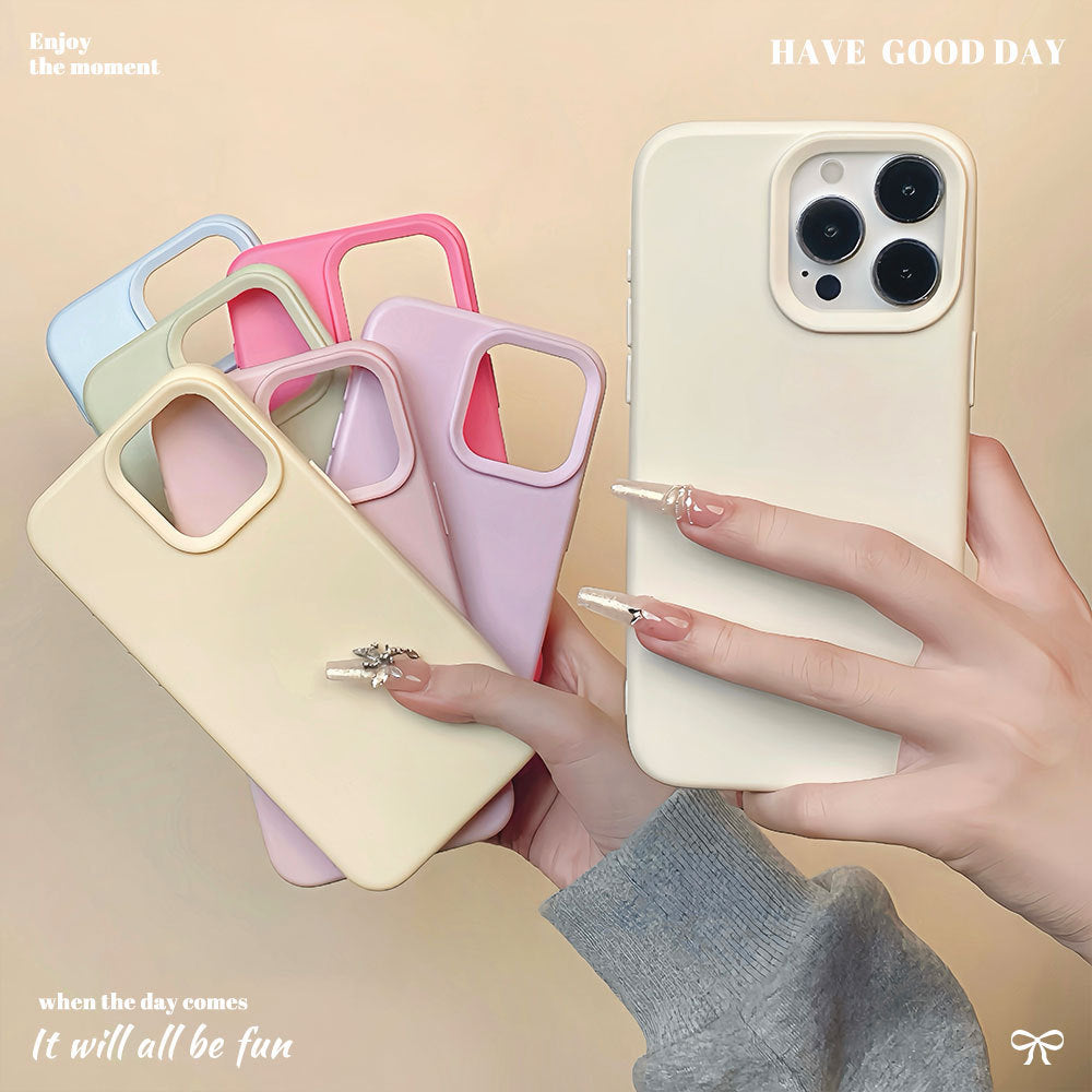 Skin-feeling solid color glutinous rice shell suitable for apple 18promax anti-fall mobile phone case iphone17 all-inclusive protective cover 15