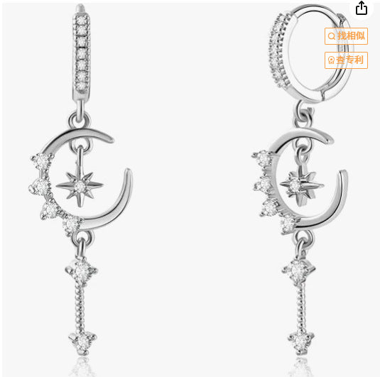 Korean sweet & spicy girly micro-pave zircon star, moon & flower stud earrings - dainty & minimalist jewelry