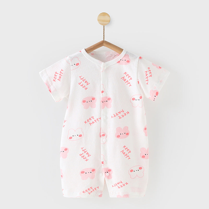 Baby romper - summer lightweight pure cotton short sleeve breathable cooling onesie