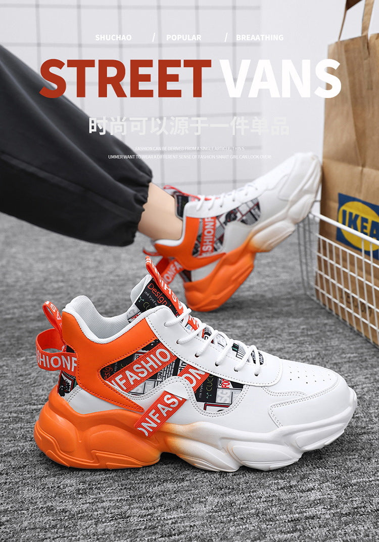 Autum men's shoes new arrival breathable high-top shoes men's trendyeasiest for match hidden heel sneakers casual dad trendy shoes