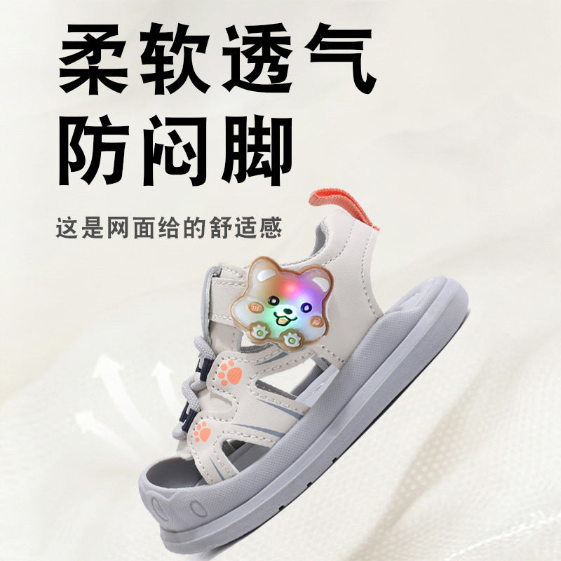 Baby first walker shoes  summer new collection: athletic beach shoes for boys, soft-soled light-up sandals for girls, baby sandals