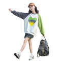Girls' spring/autumn tops: new  casual style, stylish girls' clothing, mid-to-large children's sweatshirts, kids' sports autumn trend