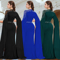 C7303 cross-border   fashion hotfix rhinestone beaded cape sleeve evening gown dress