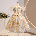 European and american style girls' princess dress - new cross-border export dress with bow, cute, fashionable, and printed women's dress