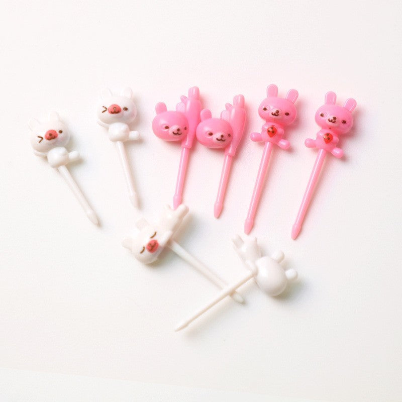 cartoon fruit fork set - cute animal creative fruit picks, bento fruit forks, dessert forks - wholesale