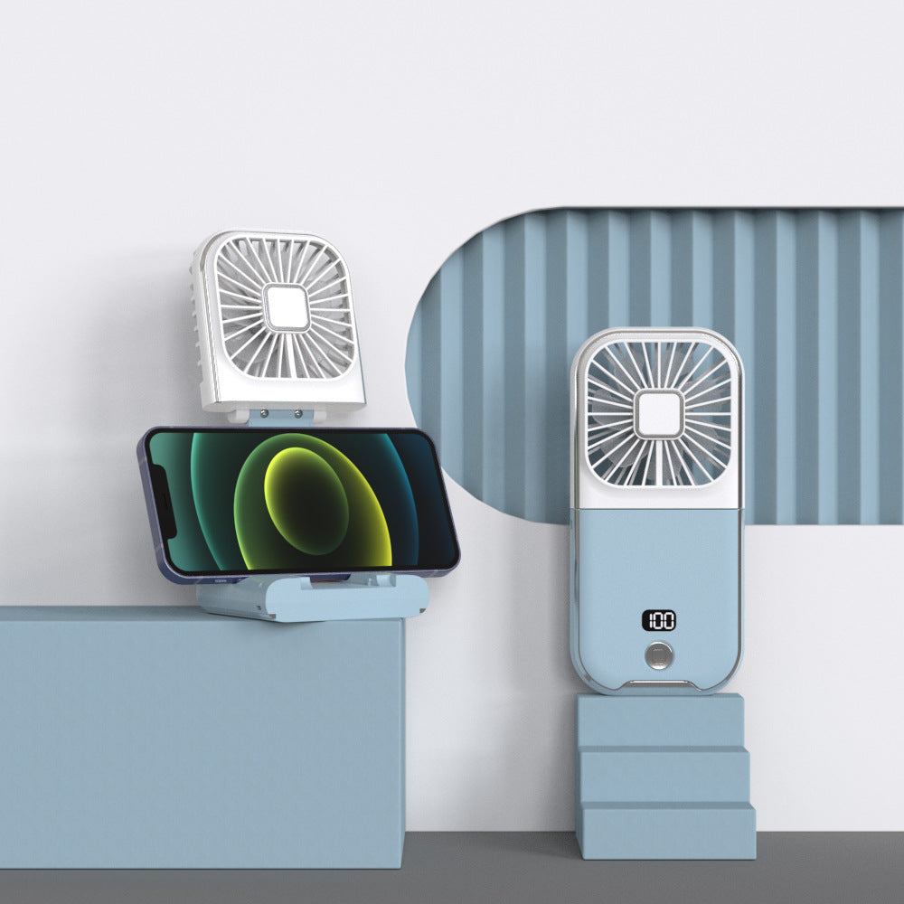 2026 cross-border desktop foldable mini fan, handheld usb high-velocity outdoor power bank neck fan - japanese & korean style