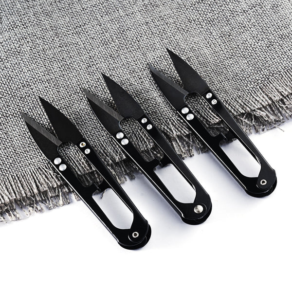 Yarn scissors stainless steel U-scissors tailor small scissors black carbon steel cross stitch clothing thread scissors wholesale